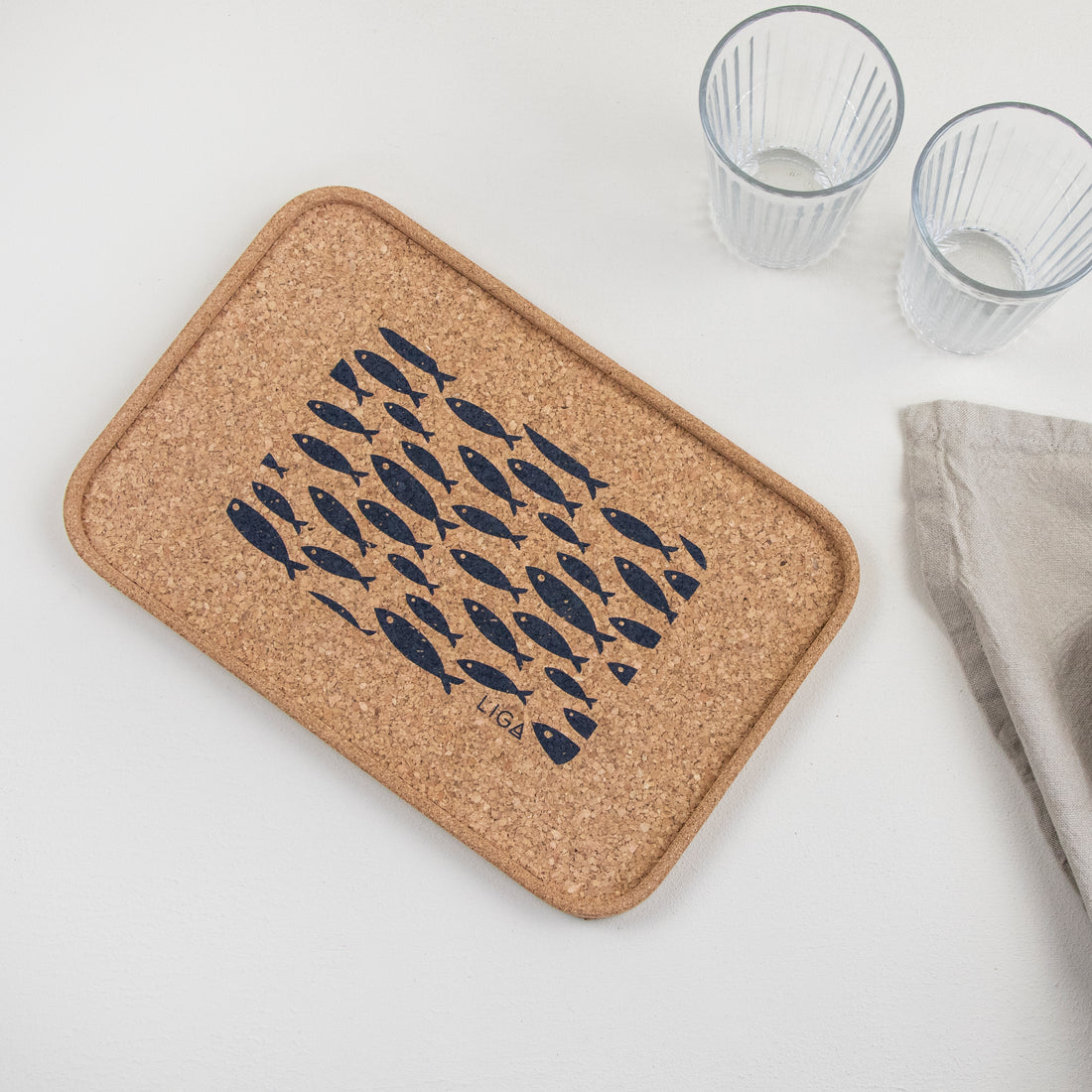 cork tray with fish design