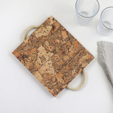 natural cork block trivet on table