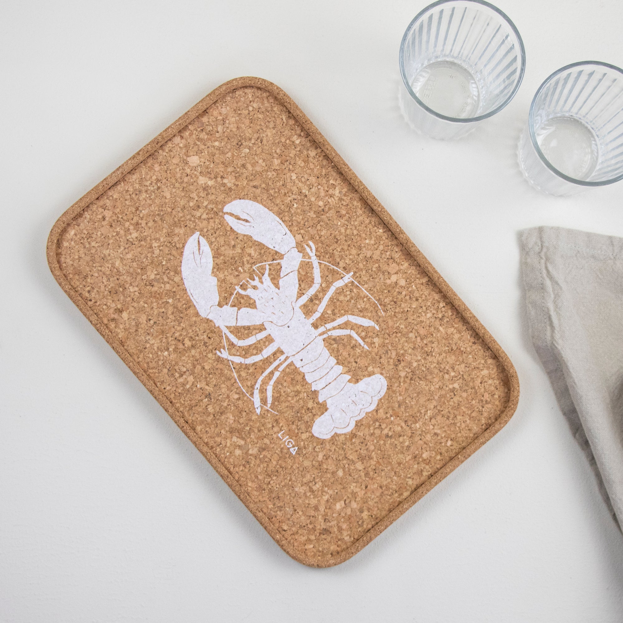 cork tray with lobster design