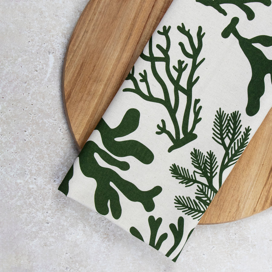 Organic Tea Towel with Seaweed design