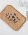 cork tray with wildflower design