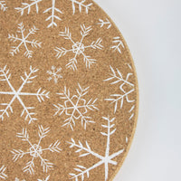 Sustainable cork placemat and coaster. snowflakes
