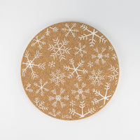 Sustainable cork placemat and coaster. snowflakes