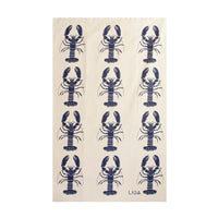 100% Organic cotton tea towel with navy lobster design